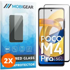 Mobigear Premium POCO M4 Pro 5G Panzerglas Gehärtetes Glas Displayschutz - Hüllenfreundlich - Schwarz (2er Pack)