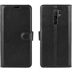 Mobigear Classic Xiaomi Redmi 9 Hülle Klapphülle Geldbörse - Schwarz