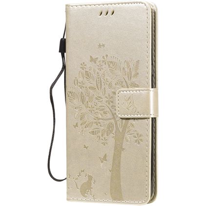 Mobigear Tree LG V60 ThinQ Hülle Klapphülle Geldbörse - Gold