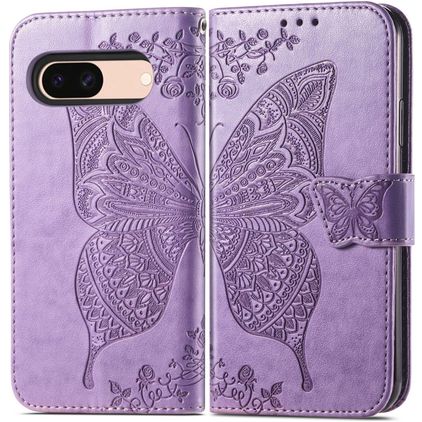 Mobigear Butterfly Google Pixel 8a Hülle Klapphülle Geldbörse - Lavendel