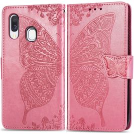 Mobigear Butterfly Samsung Galaxy A40 Hülle Klapphülle Geldbörse - Pink