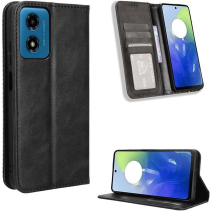 Mobigear Sensation Motorola Moto E14 Hülle Klapphülle Geldbörse - Schwarz
