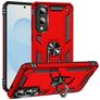 Mobigear Armor Ring Samsung Galaxy S25 Edge Hülle Hardcase Backcover Stoßfest mit Ringhalter - Rot