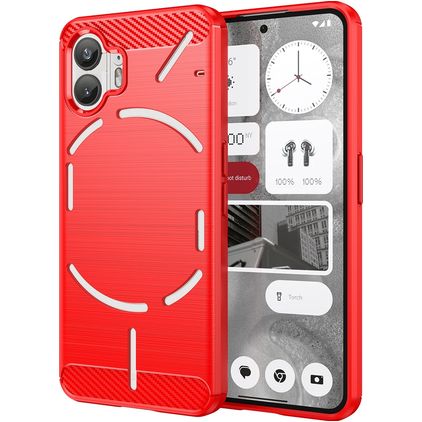 Mobigear Brushed Slim Nothing Phone (2) Hülle Flexibles TPU Backcover - Rot