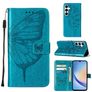 Mobigear Butterfly Samsung Galaxy A35 Hülle Klapphülle Geldbörse - Blau