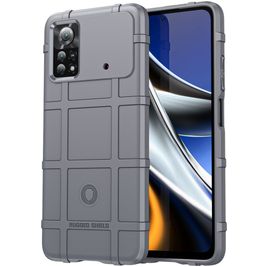 Mobigear Rugged Shield POCO X4 Pro 5G Hülle Flexibles TPU Backcover Stoßfest - Grau