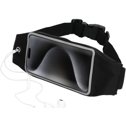 Mobiparts Comfort Fit Belt Handyhalterung Joggen iPhone 15 Pro Max Sporthülle Neopren Gürtel - Schwarz