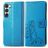 Mobigear Clover Samsung Galaxy A14 Hülle Klapphülle Geldbörse - Blau