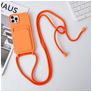 Mobigear Lanyard Card iPhone 15 Pro Silikon Handykette mit Kartenhalter - Orange