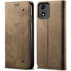 Mobigear Ranch Motorola Moto E14 Hülle Klapphülle Geldbörse - Braun