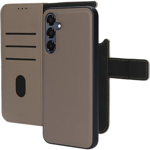 Mobiparts Wallet Samsung Galaxy A16 MagSafe Hülle Echtes Leder Abnehmbare 2in1 Klapphülle Geldbörse - Taupe