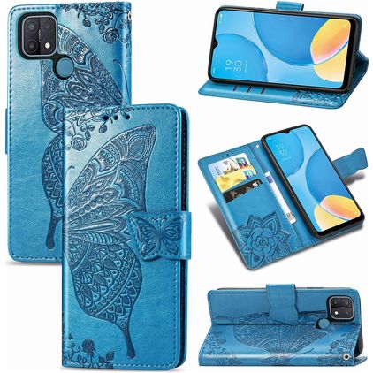 Mobigear Butterfly OPPO A15 Hülle Klapphülle Geldbörse - Blau
