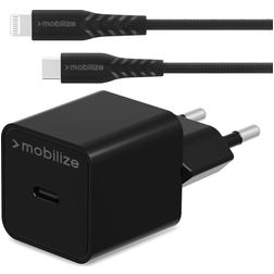 Mobilize Single USB-C Ladegerät Apple Lightning 1 Meter Power Delivery 20W - Schwarz