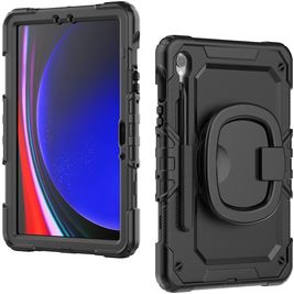 Mobilize Rotating Defender Samsung Galaxy Tab S9 Hülle Kunststoff,Silikon Backcover + Schulterträger + Ständer - Schwarz
