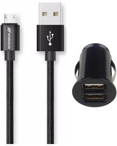Mobigear Essentials Single USB Auto Ladegerät Micro USB 1 Meter 12W 2.4A - Schwarz