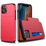 Mobigear Card iPhone 12 Hülle Hardcase Backcover Stoßfest mit Kartenhalter - Rot