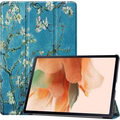 Mobigear Tri-Fold Samsung Galaxy Tab S7 FE Hülle Klapphülle - Mandelblüten