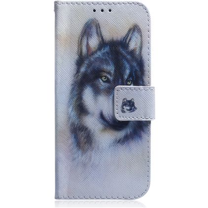 Mobigear Design Motorola Moto E6 Play Hülle Klapphülle Geldbörse - Wolf