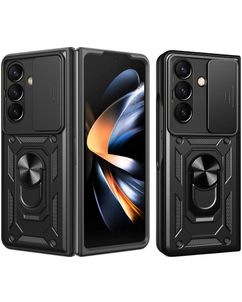 Mobigear Armor Ring Cam Slide Samsung Galaxy Z Fold 8 Ultra Hülle Hardcase Backcover Stoßfest mit Ringhalter und Kamera Slider - Schwarz