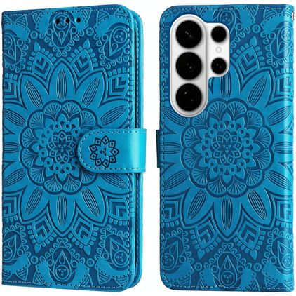 Mobigear Sunflower Samsung Galaxy S26 Ultra Hülle Klapphülle Geldbörse - Blau