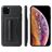 Fierre Shann Card Pocket iPhone 11 Pro Hülle Backcover mit Kartenhalter und Ständer - Schwarz