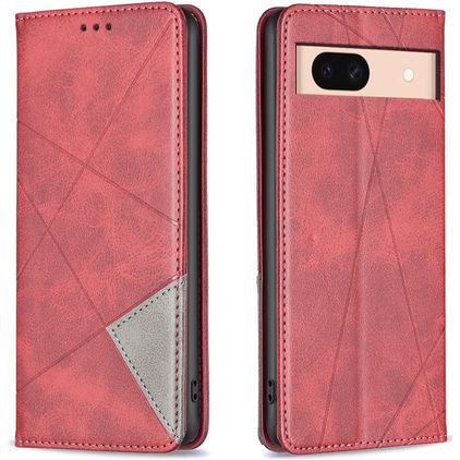 Mobigear Rhombus Slim Google Pixel 8a Hülle Klapphülle - Rot