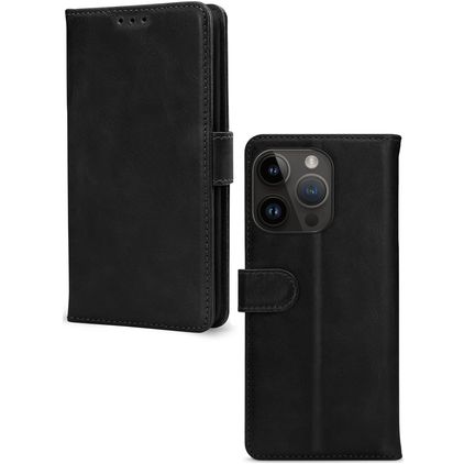 Mobilize Wallet iPhone 14 Pro Hülle Echtes Leder Klapphülle Geldbörse - Schwarz