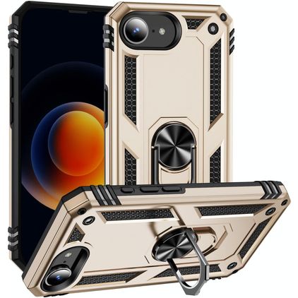 Mobigear Armor Ring iPhone 16e Hülle Hardcase Backcover Stoßfest mit Ringhalter - Gold