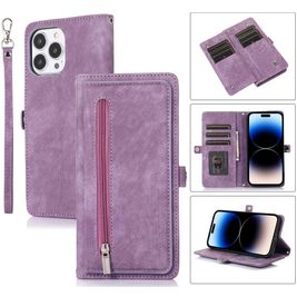 Mobigear Zipper iPhone 14 Pro Hülle Klapphülle Geldbörse - Lila