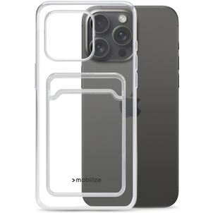 Mobilize Gelly Card Durchsichtig iPhone 15 Pro Max Hülle Flexibles TPU Backcover mit Kartenhalter - Transparent
