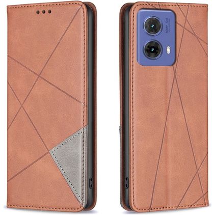 Mobigear Rhombus Slim Motorola Moto G85 Hülle Klapphülle - Braun