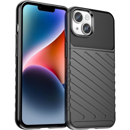 Mobigear Groove iPhone 15 Hülle Flexibles TPU Backcover - Schwarz
