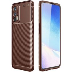 Mobigear Racing Realme GT Hülle Flexibles TPU Backcover - Braun