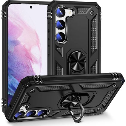 Mobigear Armor Ring Samsung Galaxy S23 Plus Hardcase Backcover Shockproof mit Ringhalter - Schwarz