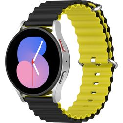 Mobigear Ocean Silikon Smartwatch Armband Dornschließe - 22 mm - Schwarz / Gelb