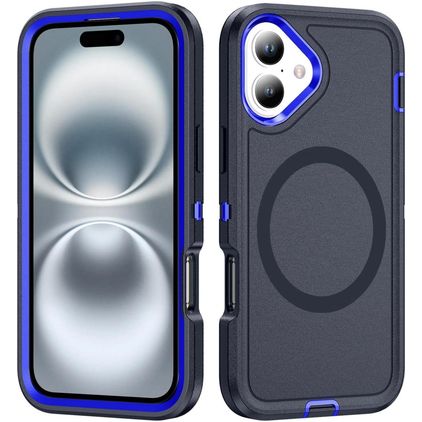Mobigear Rugged Mag iPhone 16 Plus MagSafe Hülle Hardcase Backcover Stoßfest - Marineblau
