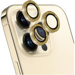Mobiparts Camera Lens iPhone 14 Pro Max Aluminum Kameralinsen Schutz - Hüllenfreundlich - Glitter Gold