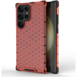 Mobigear Honeycomb Samsung Galaxy S24 Ultra Hülle Hardcase Backcover Stoßfest - Rot