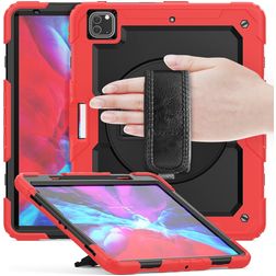 Mobigear SureGrip Xtreme iPad Air 13 Zoll (2024) Hülle Kunststoff,Silikon Backcover + Stifthalter + Schulterträger + Ständer - Rot