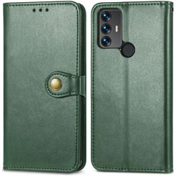 Mobigear Snap Button TCL 30 SE Hülle Klapphülle Geldbörse - Grün