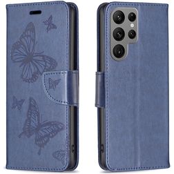 Mobigear Butterfly Samsung Galaxy S24 Ultra Klapphülle Portemonnaie - Blau