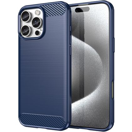 Mobigear Brushed Slim iPhone 16 Pro Max Hülle Flexibles TPU Backcover - Blau