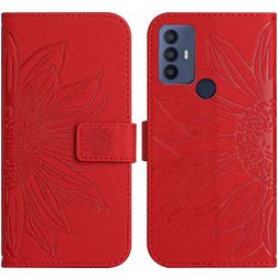 Mobigear Sunflower TCL 30 SE Hülle Klapphülle Geldbörse - Rot