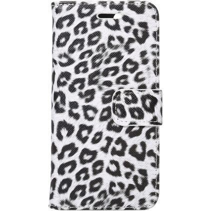 Mobigear Leopard iPhone SE (2022) Hülle Klapphülle Geldbörse - Weiß