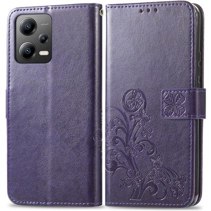 Mobigear Clover POCO X5 Hülle Klapphülle Geldbörse - Lila