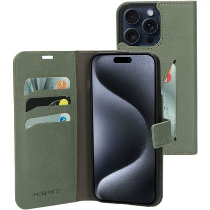 Mobiparts Classic Wallet iPhone 15 Pro Max Klapphülle Portemonnaie - Stone Green