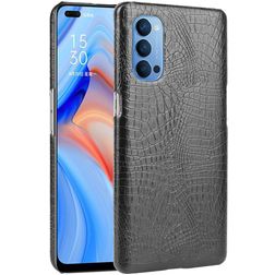 Mobigear Croco OPPO Reno 4 Hülle Hardcase Backcover - Schwarz