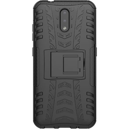 Mobigear Tire Nokia 2.3 Hülle Hardcase Backcover Stoßfest mit Ständer - Schwarz