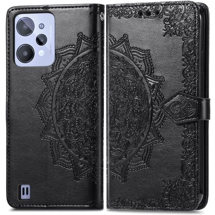 Mobigear Mandala Realme C31 Hülle Klapphülle Geldbörse - Schwarz