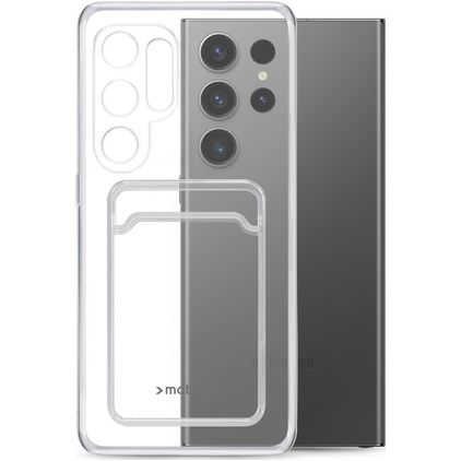 Mobilize Gelly Card Durchsichtig Samsung Galaxy S23 Ultra Hülle Flexibles TPU Backcover mit Kartenhalter - Transparent